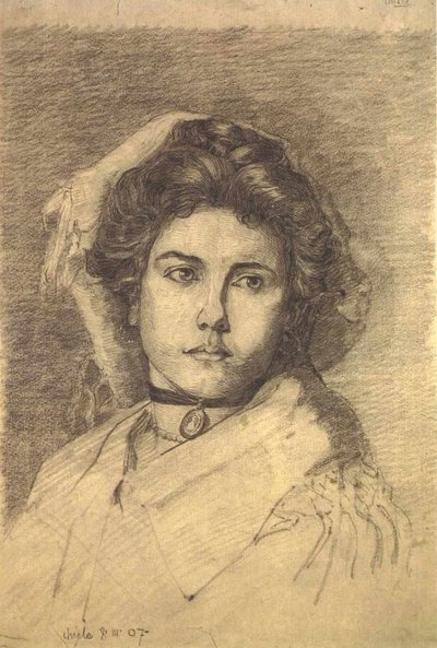 Retrato de una dama con collar y medallón de Egon Schiele